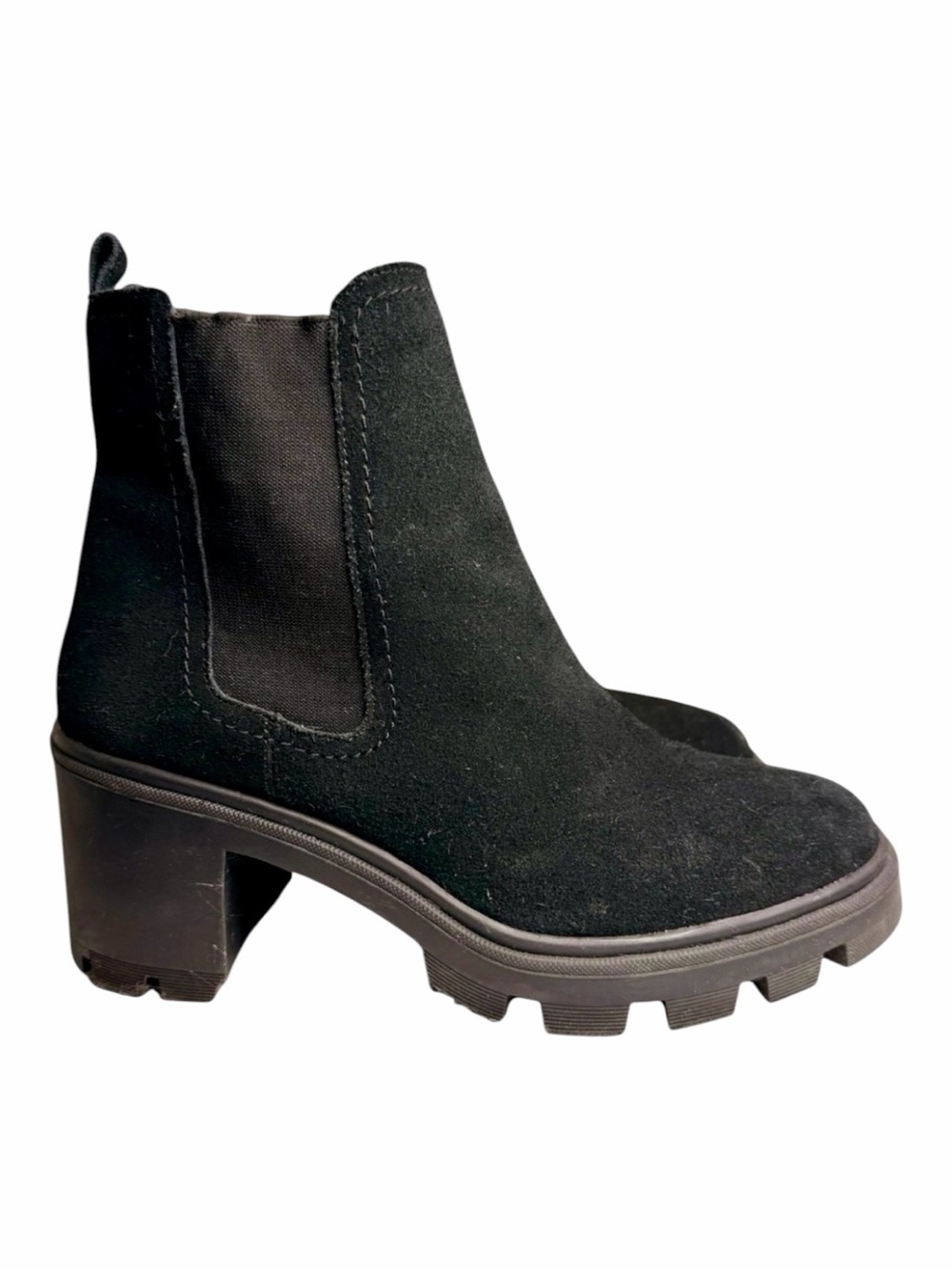 Splendid Melisa Black Suede Chelsea Boots Lug Sole‎ Block Heel Women 8